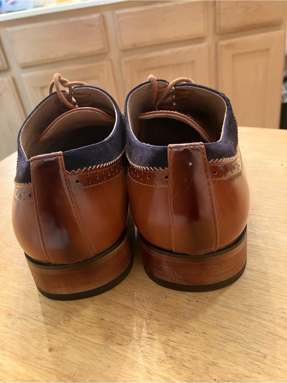 Men's Gino Vitale Two-Tone Brown and Black Derby Dress Shoes Size 7.5 - Picture 10 of 11